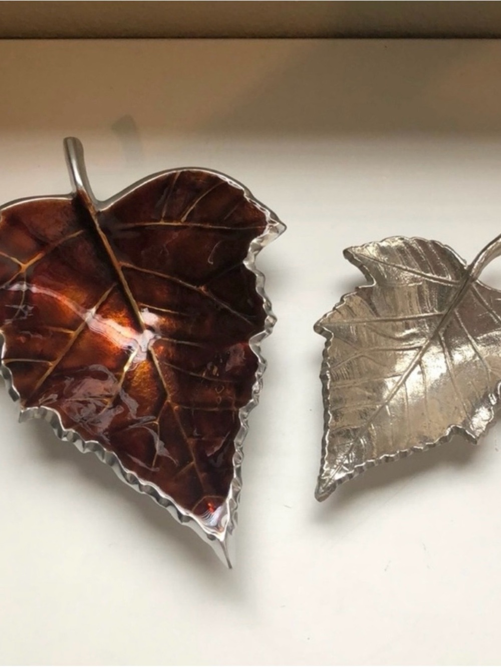 Fall Holiday Decor Set Of 2 Metal Leaves Leaf Tabletop Thanksgiving Decor